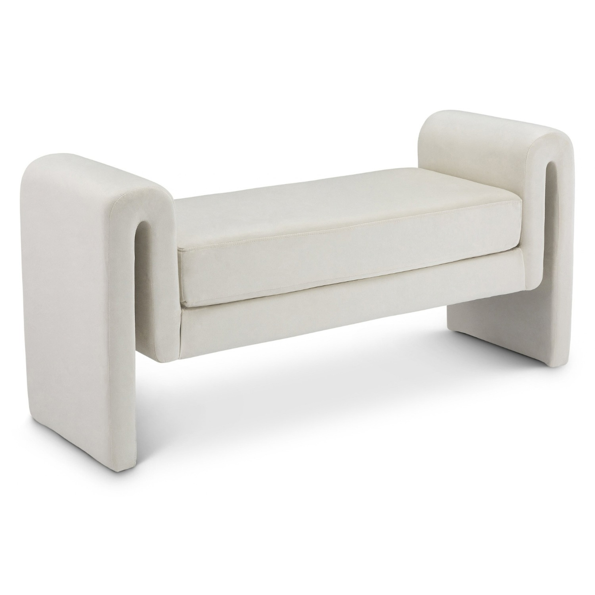 Sloan Cream Velvet Upholstered Bench