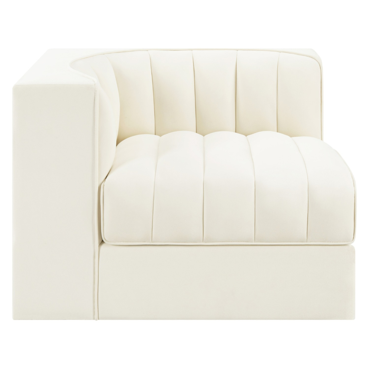 Rummi Cream Velvet Performance Fabric Upholstered Modular Chair