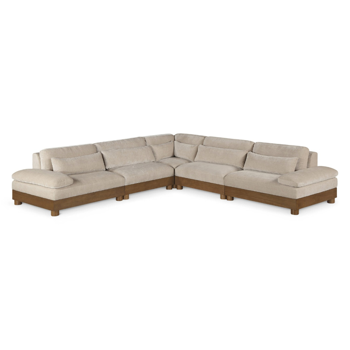 Turin 127.75in Taupe Chenille Fabric Upholstered 5 Piece Modular Sectional Sofa