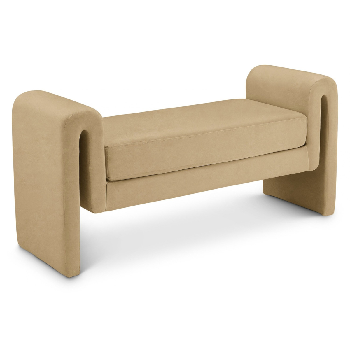 Sloan Camel Velvet Upholstered Bench