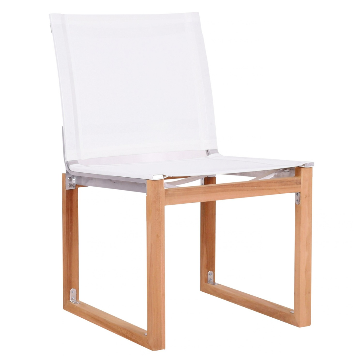 Tulum Off White Water Resistant Mesh Fabric Outdoor Patio Dining Side Chair