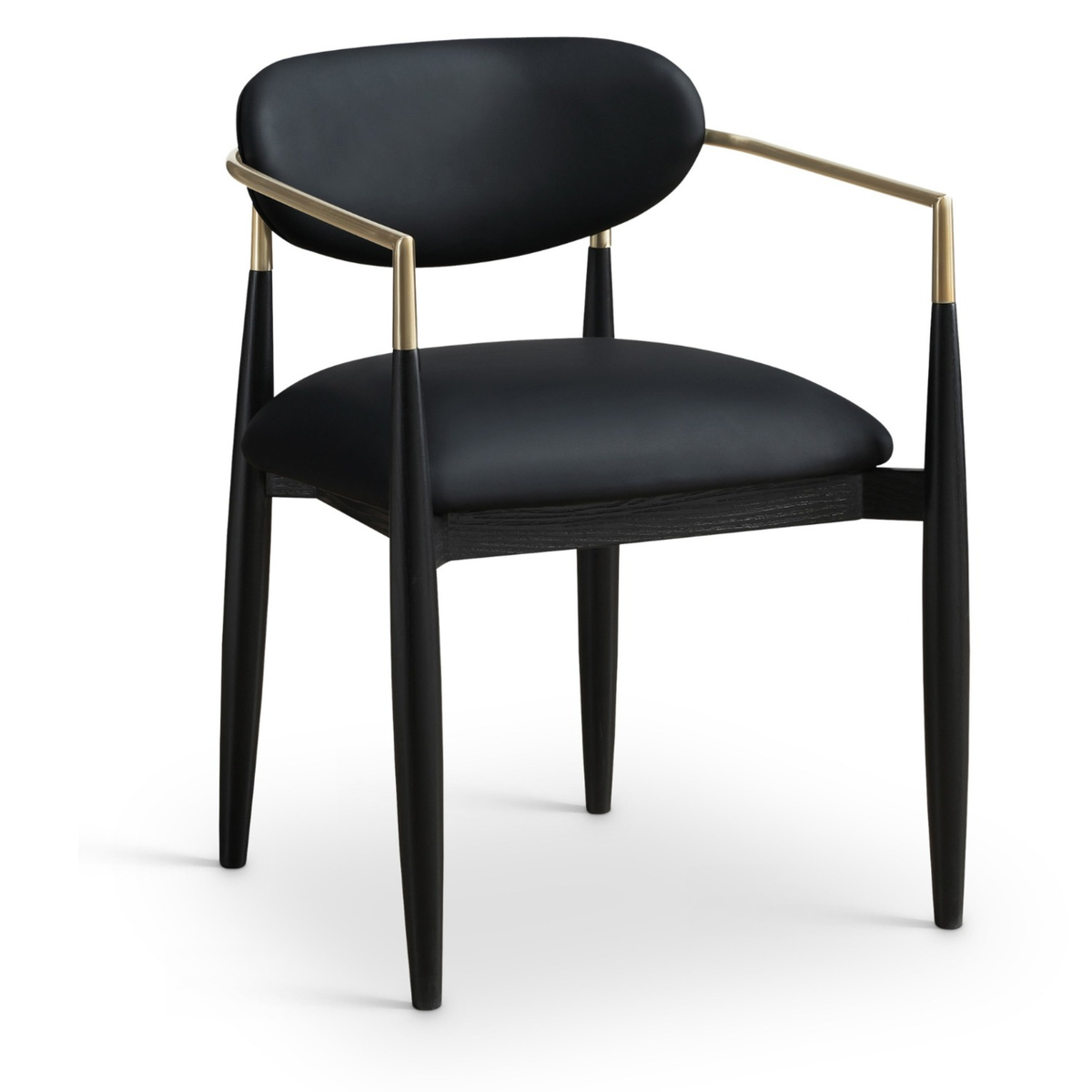 Riccio Black Vegan Leather Upholstered Dining Arm Chair, Set of 2, primary product view