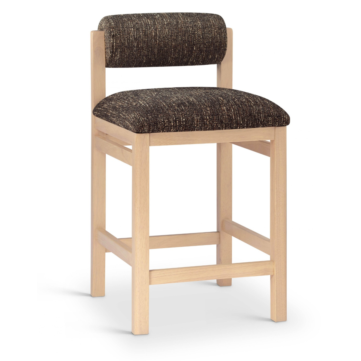 Roundhill Brown Linen Textured Fabric Upholstered Counter Stool Set of 2