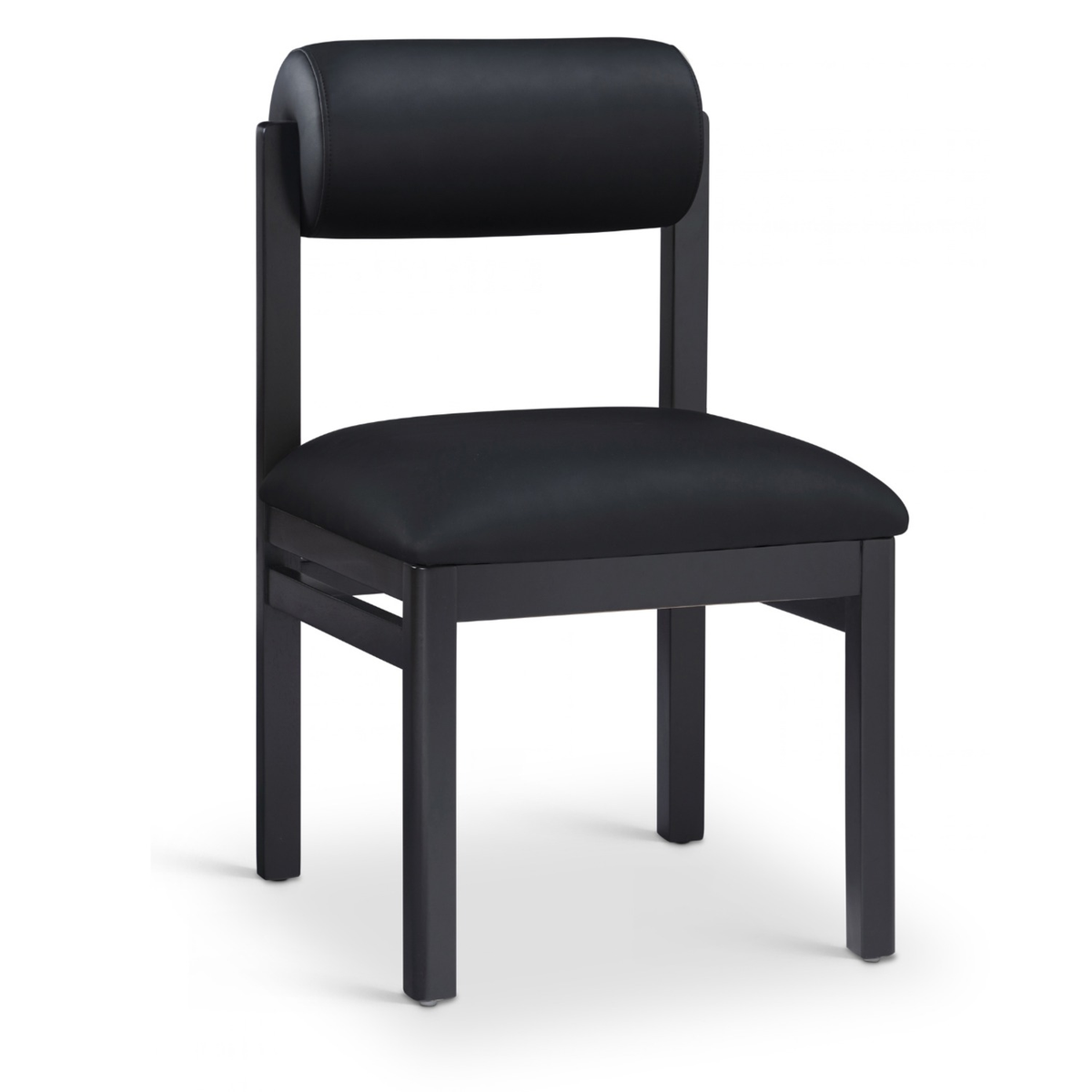 Roundhill Black Vegan Leather Upholstered Dining Chair, Set of 2, primary product view
