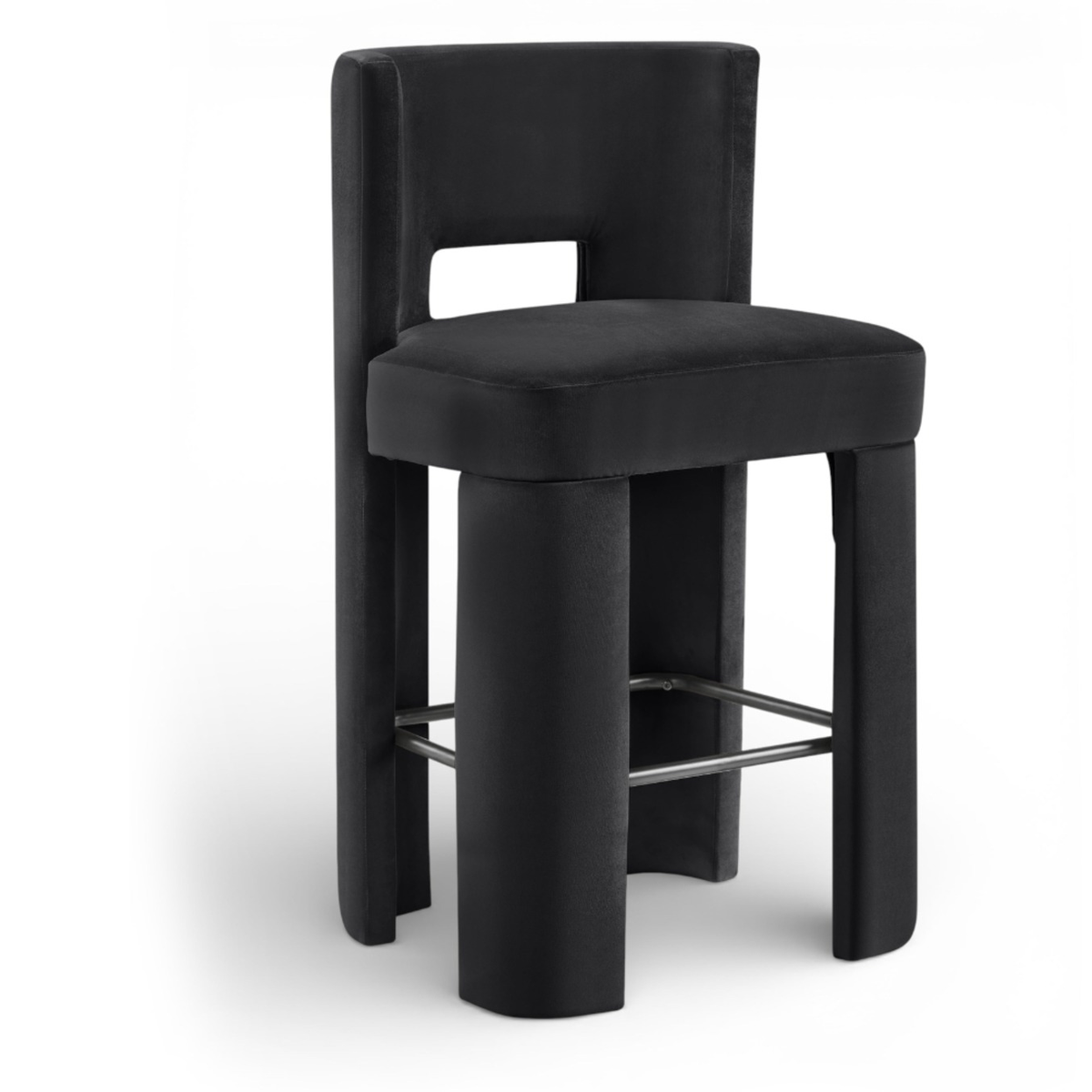 Zuno Black Velvet Performance Fabric Upholstered Bar Stool Set of 2