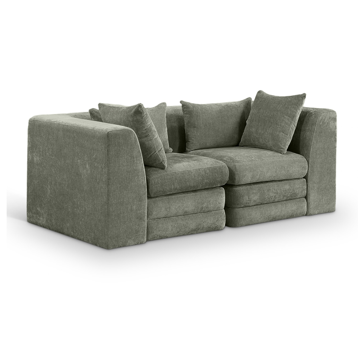 Stellar 76in Green Chenille Fabric Upholstered 2Piece Modular Sofa