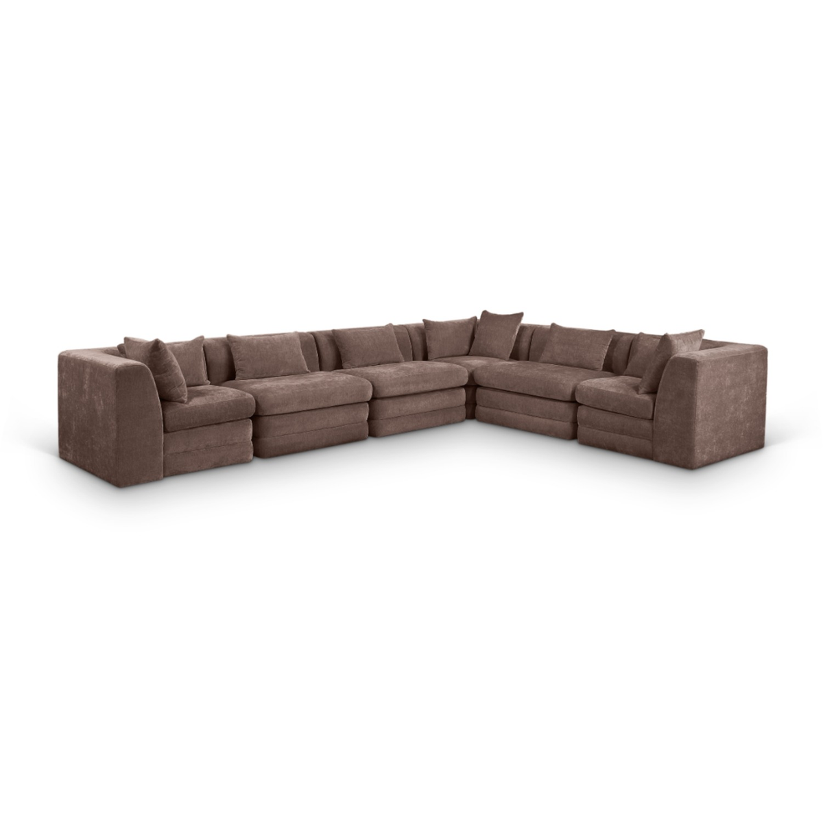 Stellar 152in Brown Chenille Fabric Upholstered 6 Piece Modular Sectional Sofa