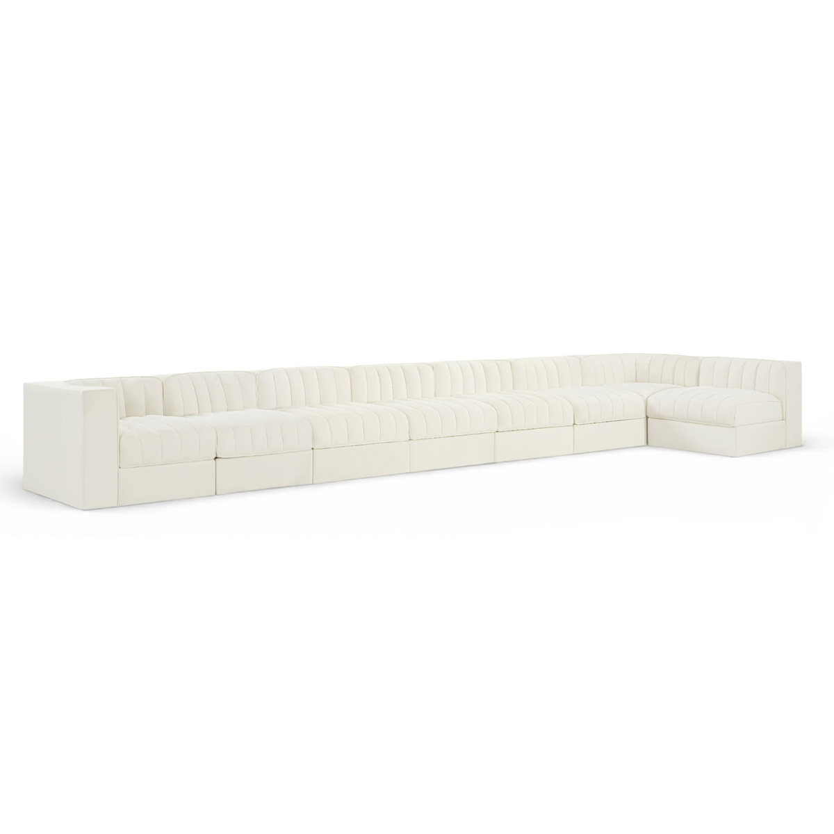 Rummi Cream Velvet Performance Fabric Upholstered 8pc. Modular Sectional, primary product view
