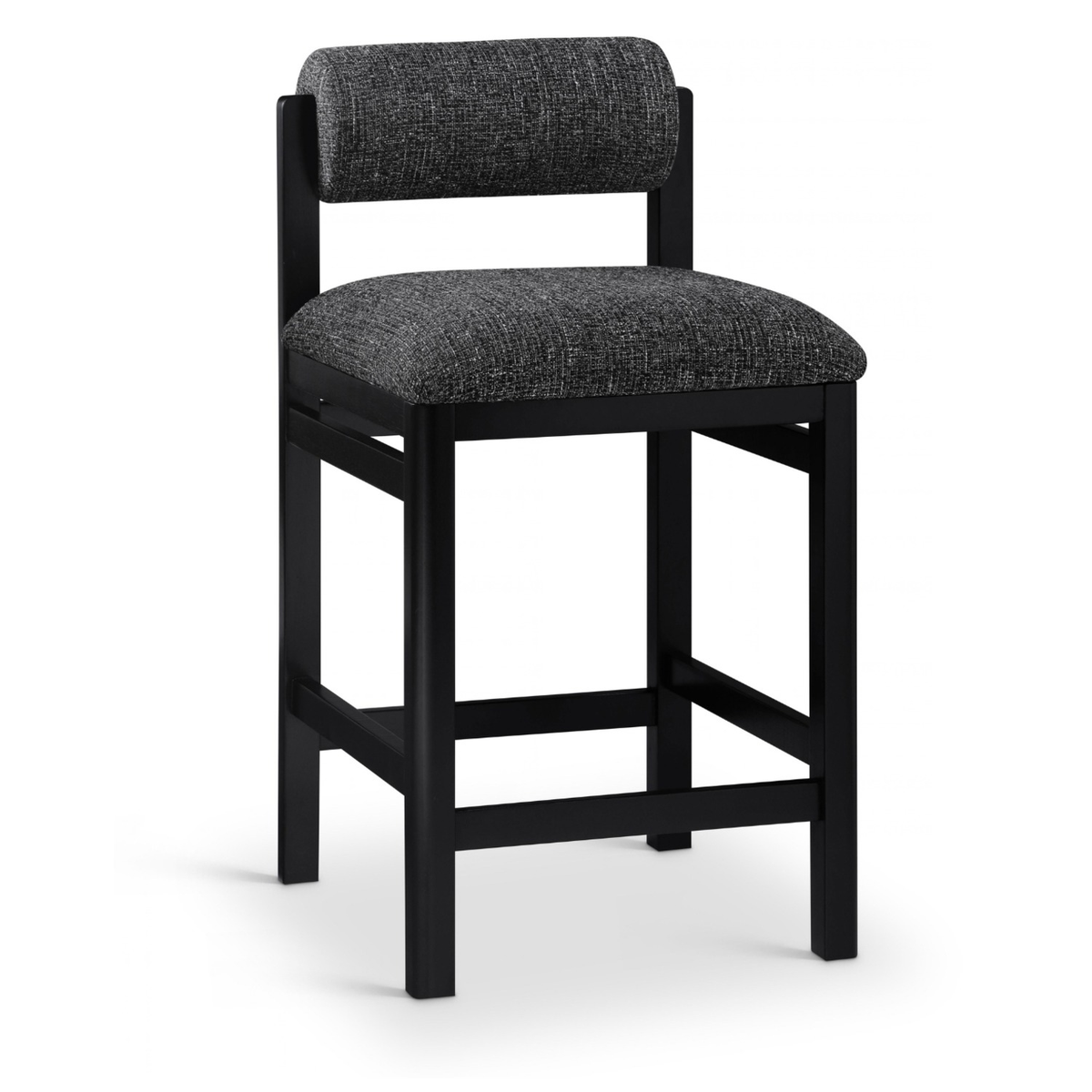 Roundhill Black Linen Textured Fabric Upholstered Counter Stool Set of 2