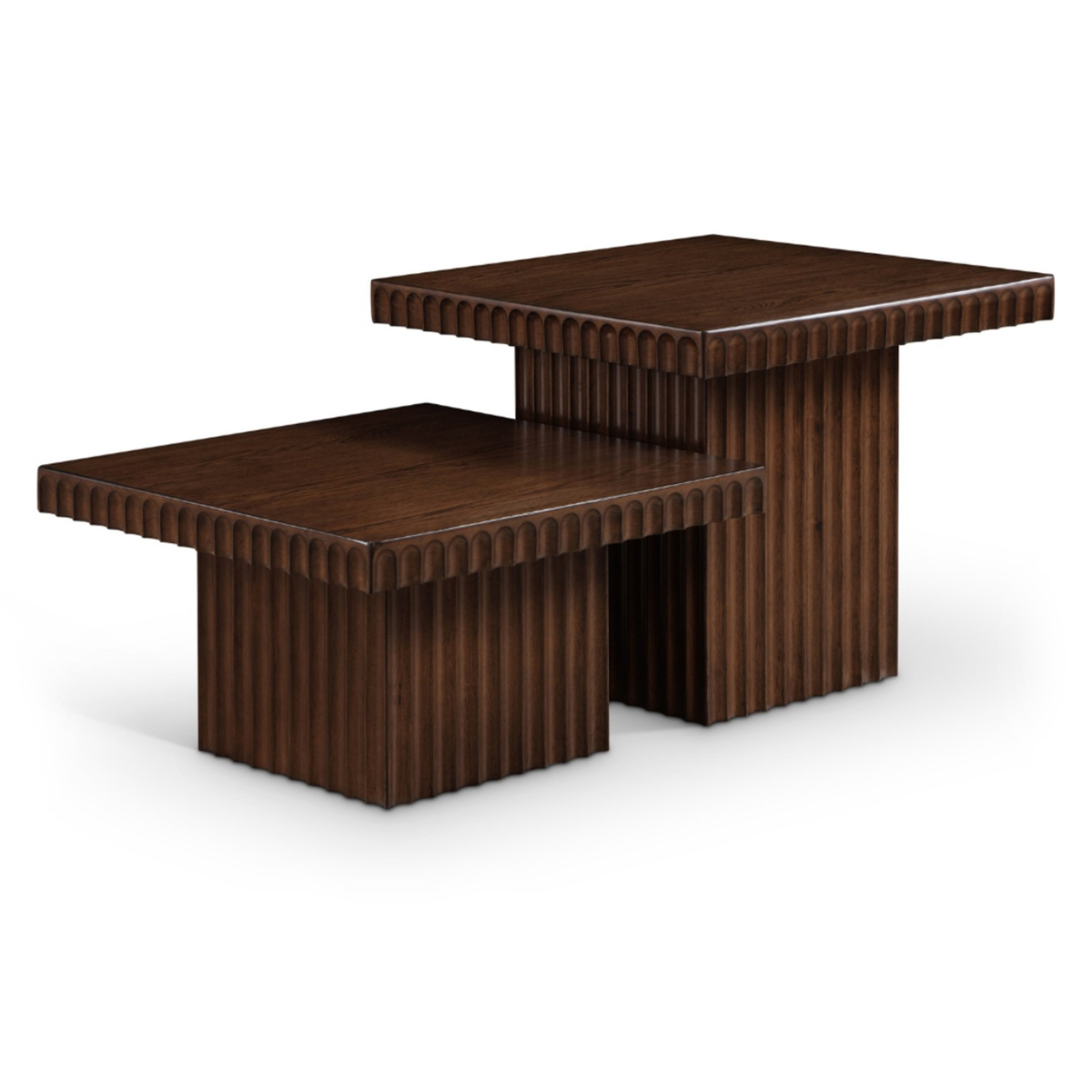 Spencer Brown Solid Wood And Oak Veneer 2 Piece Coffee Table