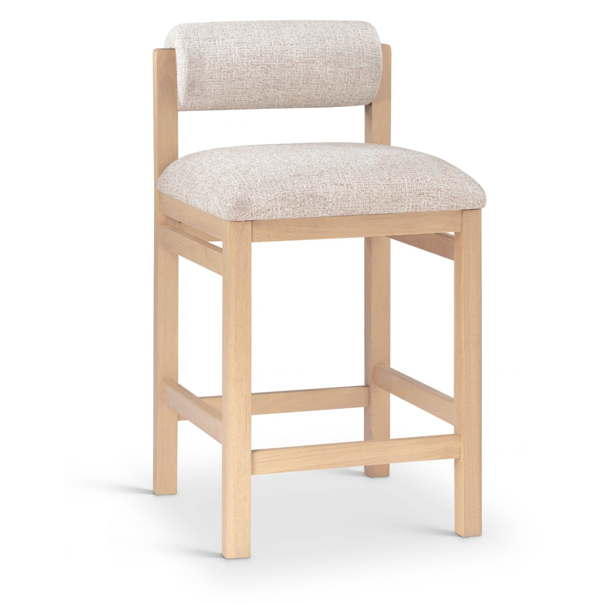 Roundhill Beige Linen Textured Fabric Upholstered Counter Stool Set of 2