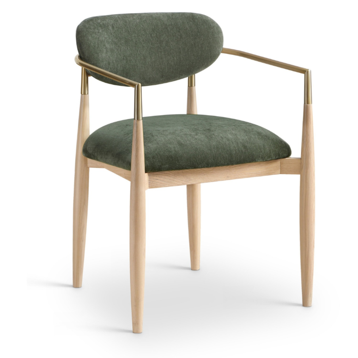 Riccio Olive Performance Fabric Upholstered Dining Arm Chair Set of 2