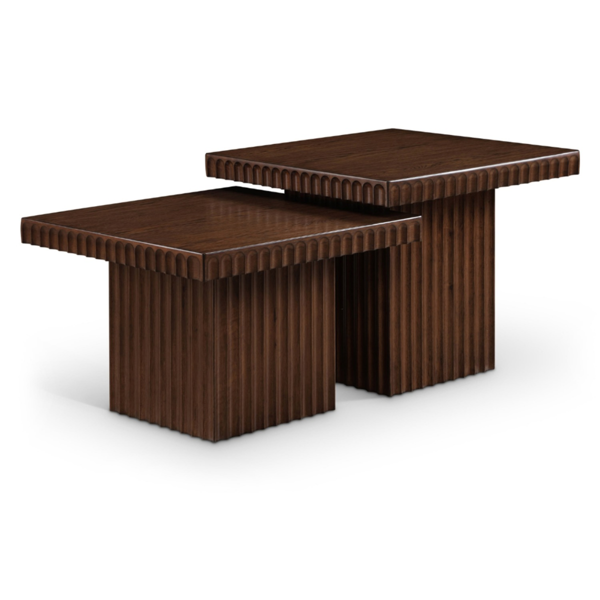 Spencer Brown Solid Wood And Oak Veneer 2 Piece Coffee Table