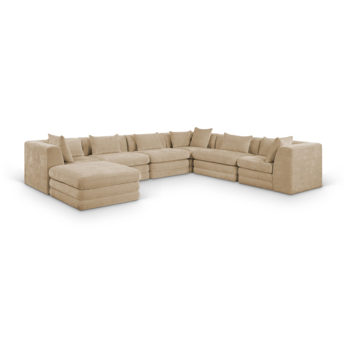 Stellar 152" Beige Chenille Fabric Upholstered 7Pc. Modular Sectional, primary product view