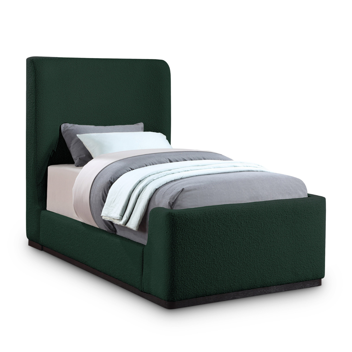 Oliver Green Boucle Fabric Upholstered Bed
