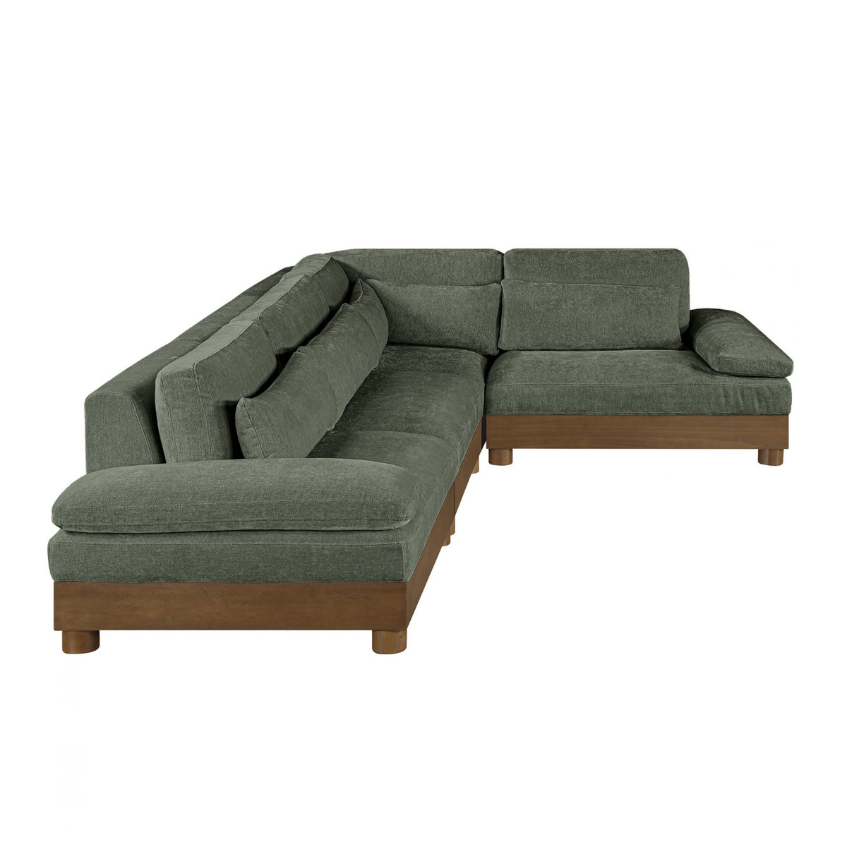 Turin 127.75in Green Chenille Fabric Upholstered 4 Piece Modular Sectional Sofa