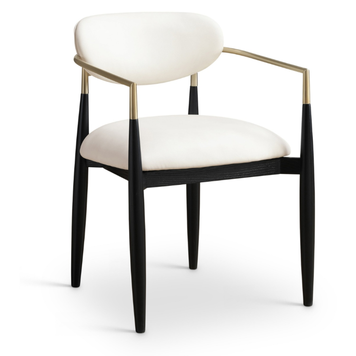 Riccio Cream Vegan Leather Upholstered Dining Arm Chair Set of 2