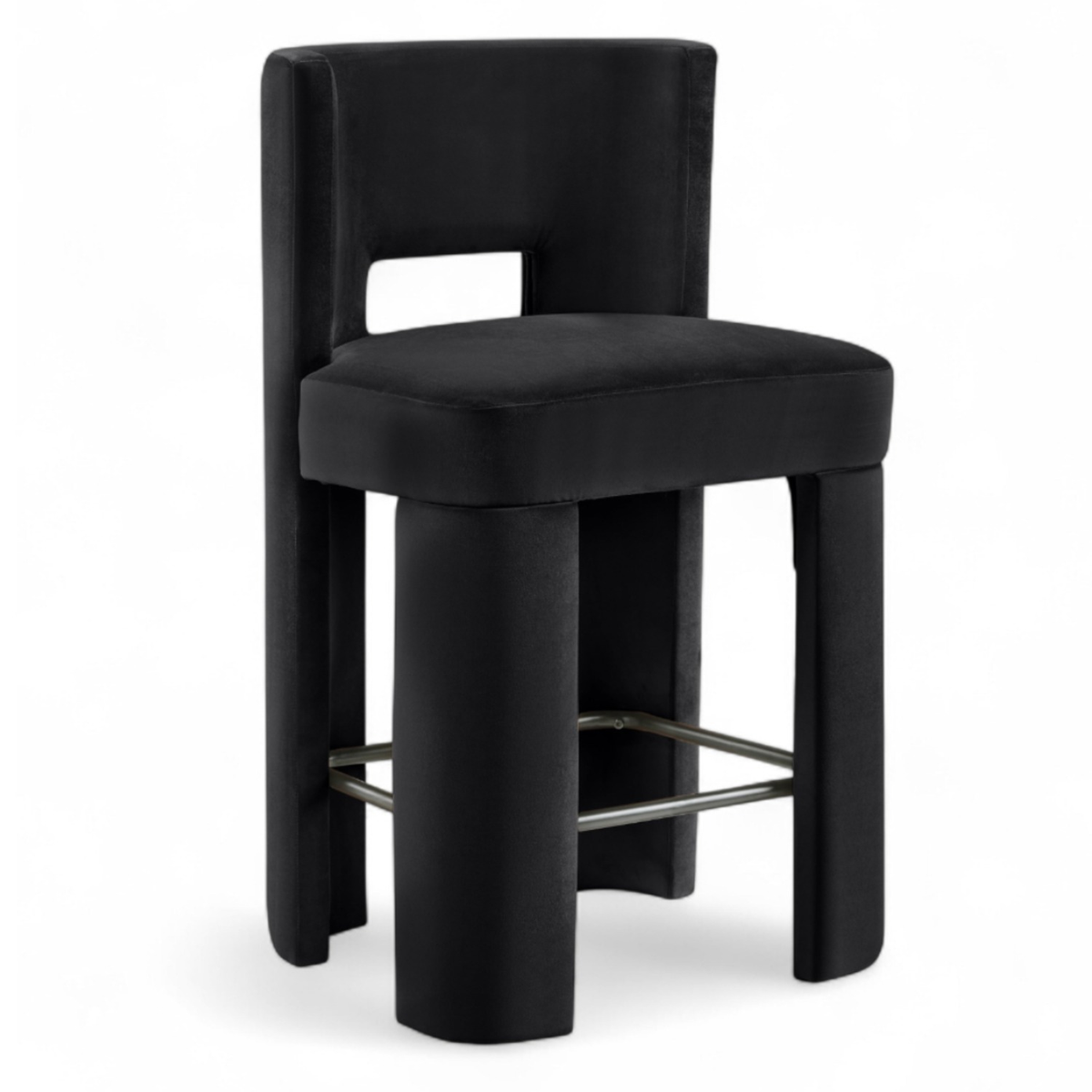 Zuno Black Velvet Performance Fabric Upholstered Counter Stool Set of 2