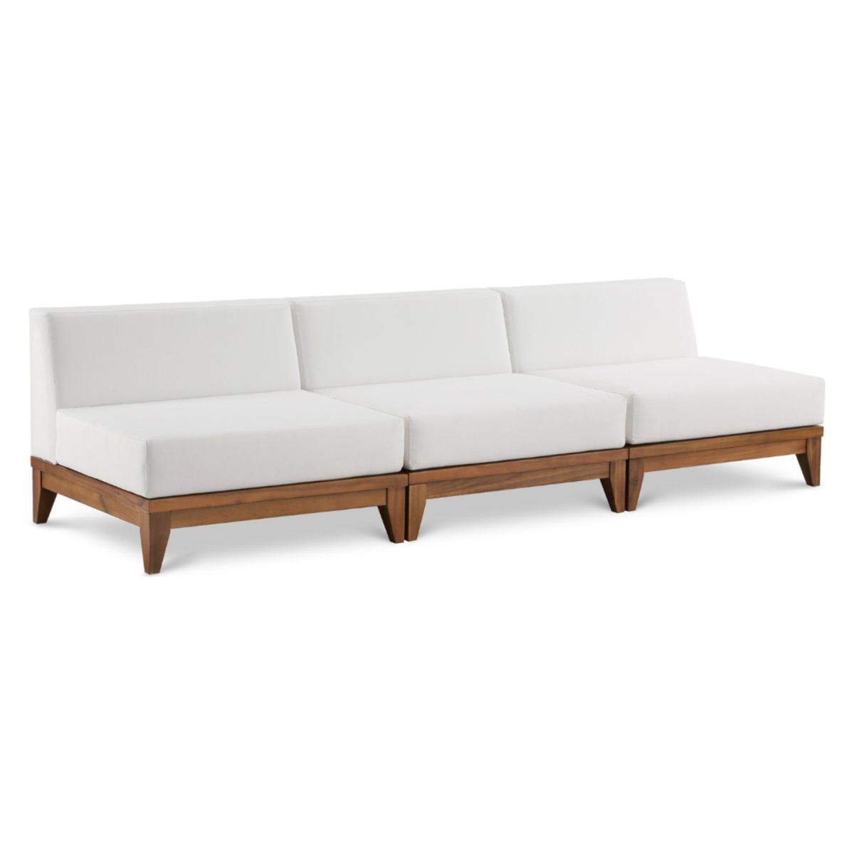 Rio 103.5in Off White Water Resistant Fabric Upholstered 3 Piece Modular Armless Chair