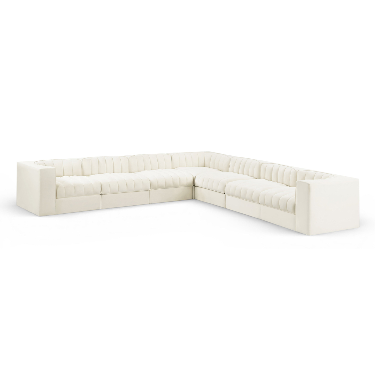 Rummi Cream Velvet Performance Fabric Upholstered 7pc. Modular Sectional, primary product view