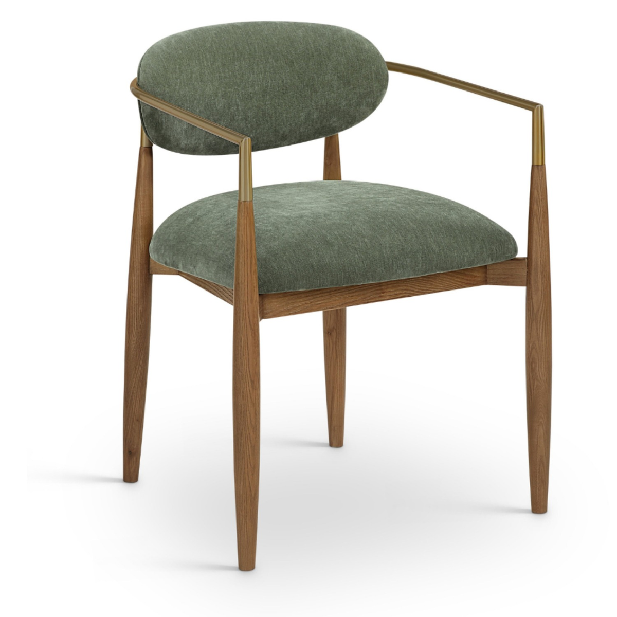 Riccio Olive Performance Fabric Upholstered Dining Arm Chair Set of 2