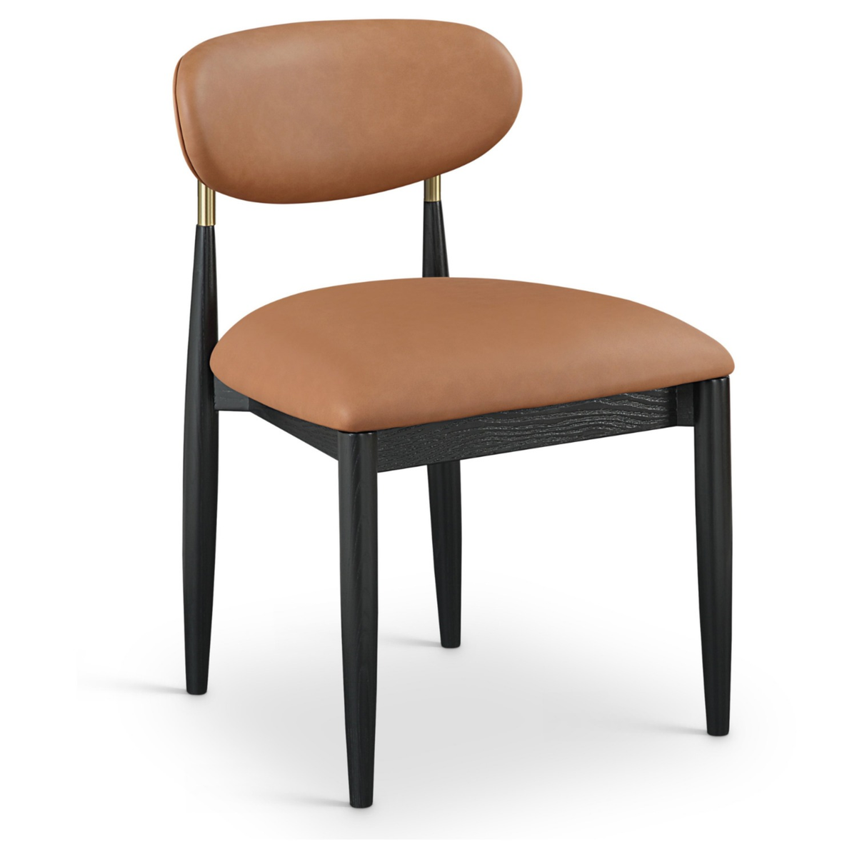 Riccio Cognac Vegan Leather Upholstered Dining Side Chair, Set of 2, primary product view