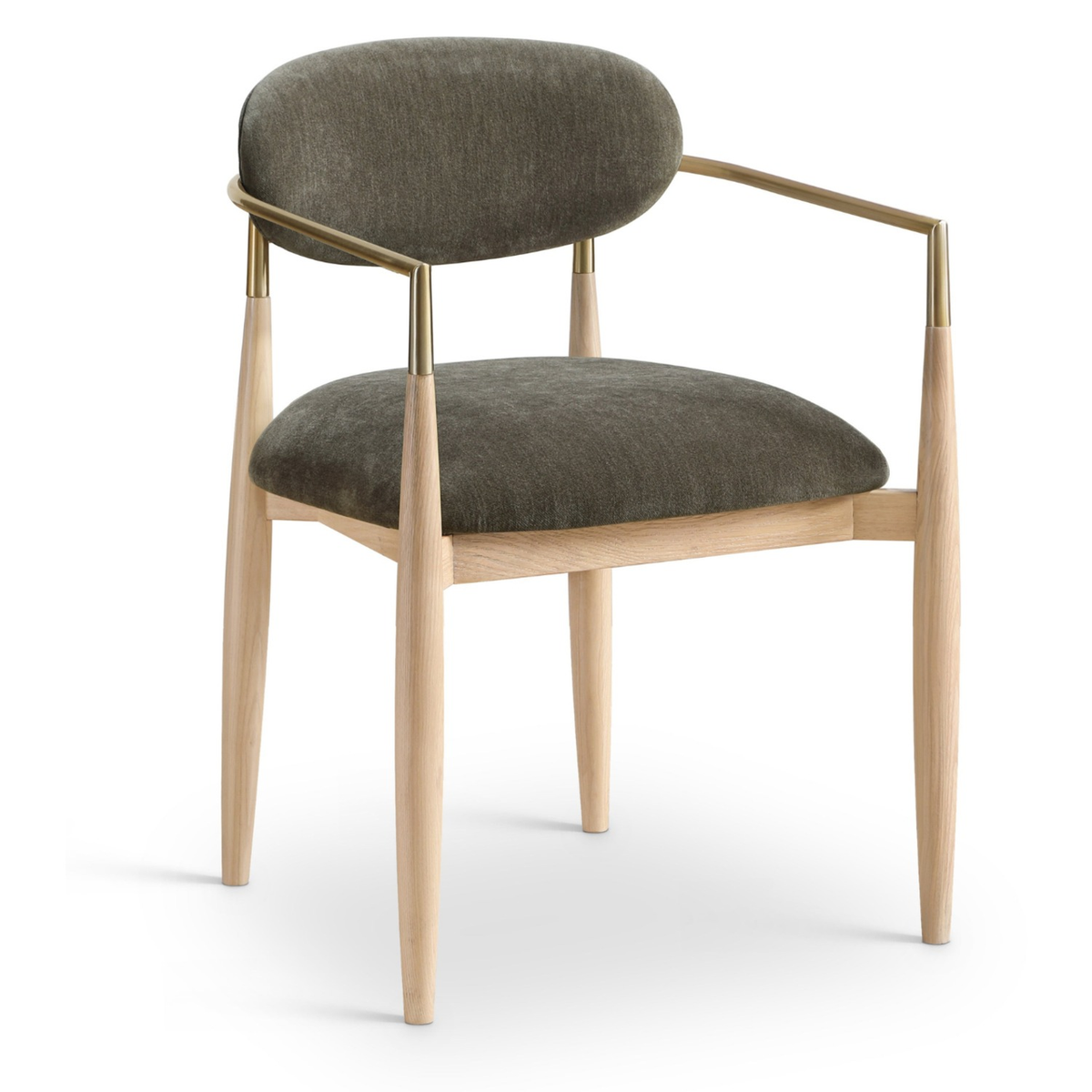 Riccio Brown Performance Fabric Upholstered Dining Arm Chair, Set of 2, primary product view