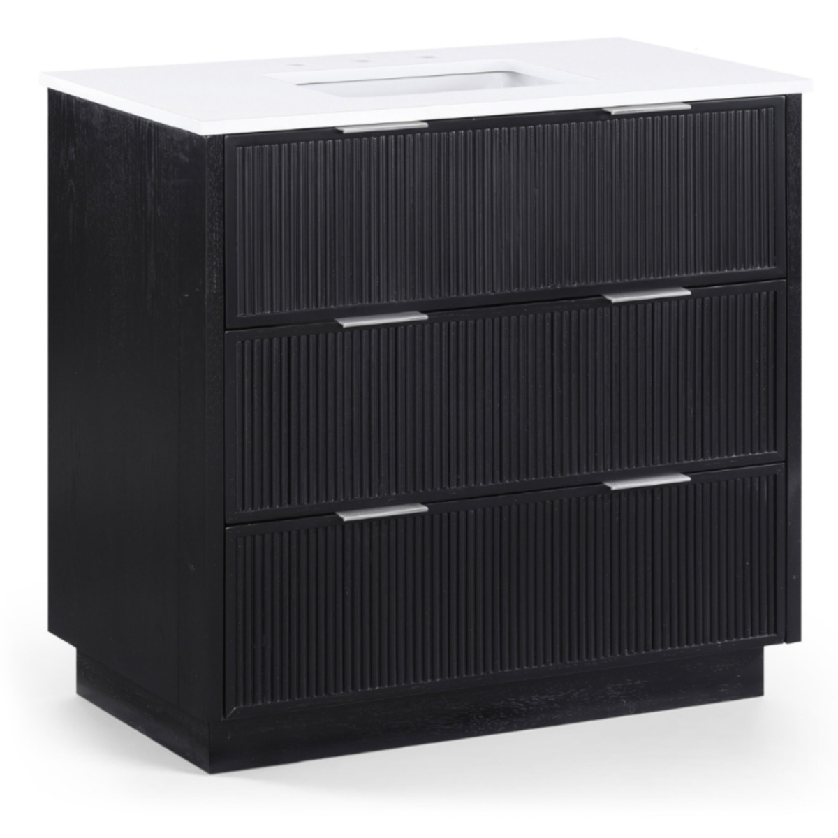 Willard 36in Black Engineered Stone And Solid Wood Bathroom Vanity