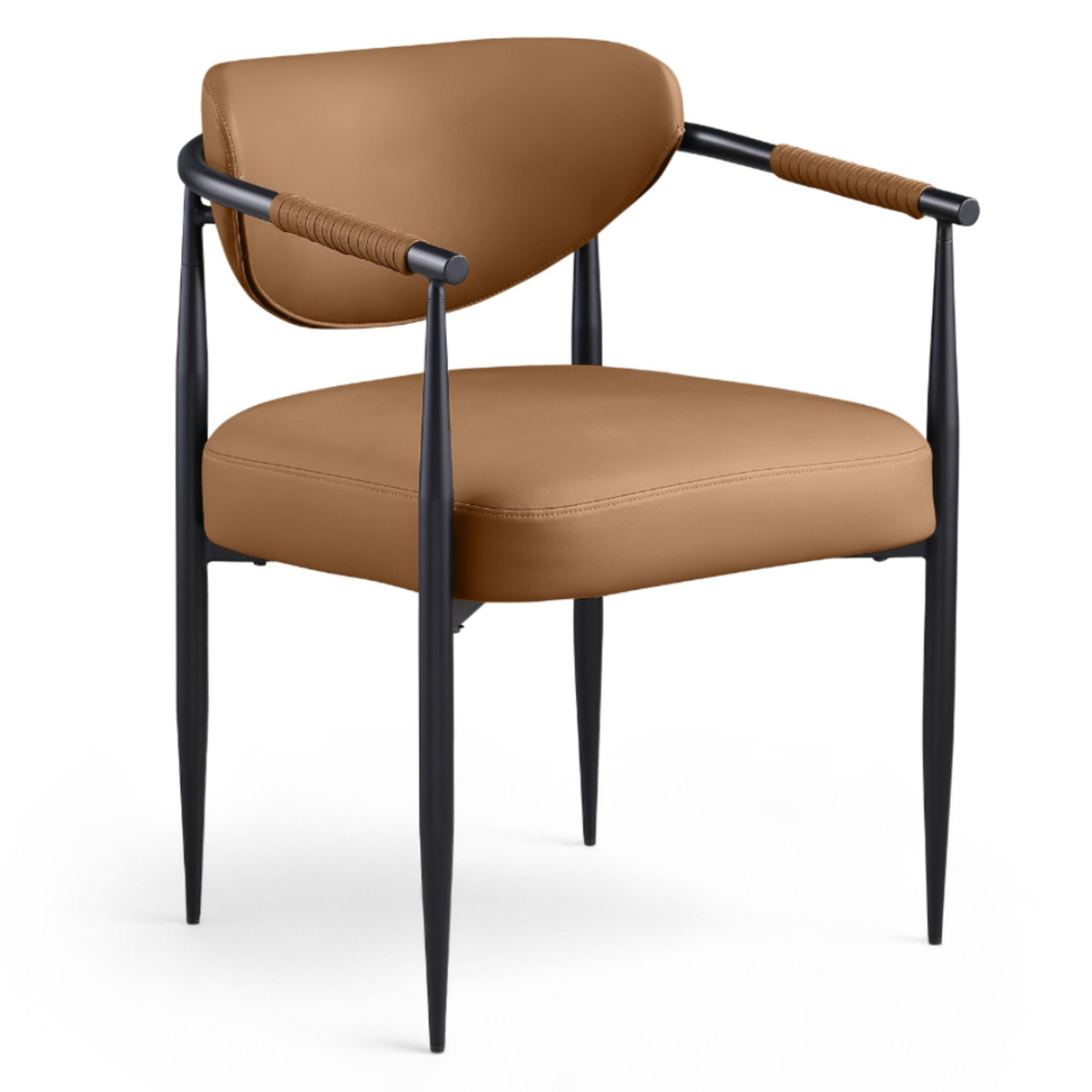 Virella Cognac Vegan Leather Upholstered Dining Chair Set of 2