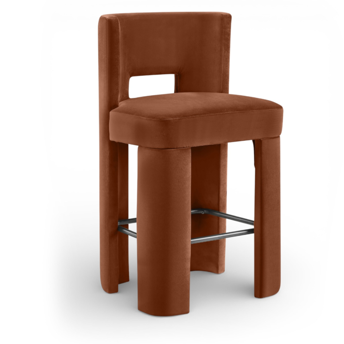 Zuno Cognac Velvet Performance Fabric Upholstered Bar Stool Set of 2