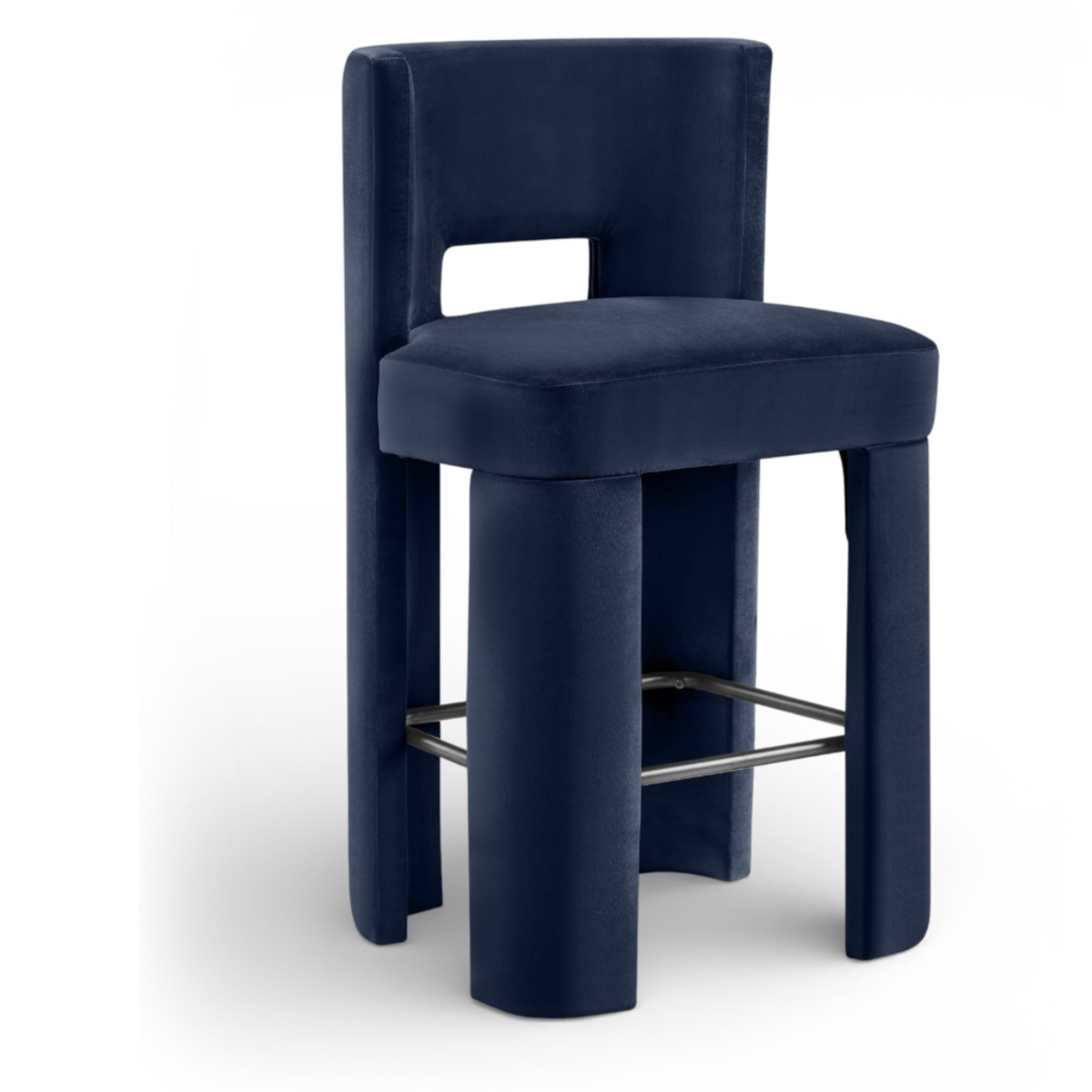 Zuno Navy Velvet Performance Fabric Upholstered Bar Stool Set of 2