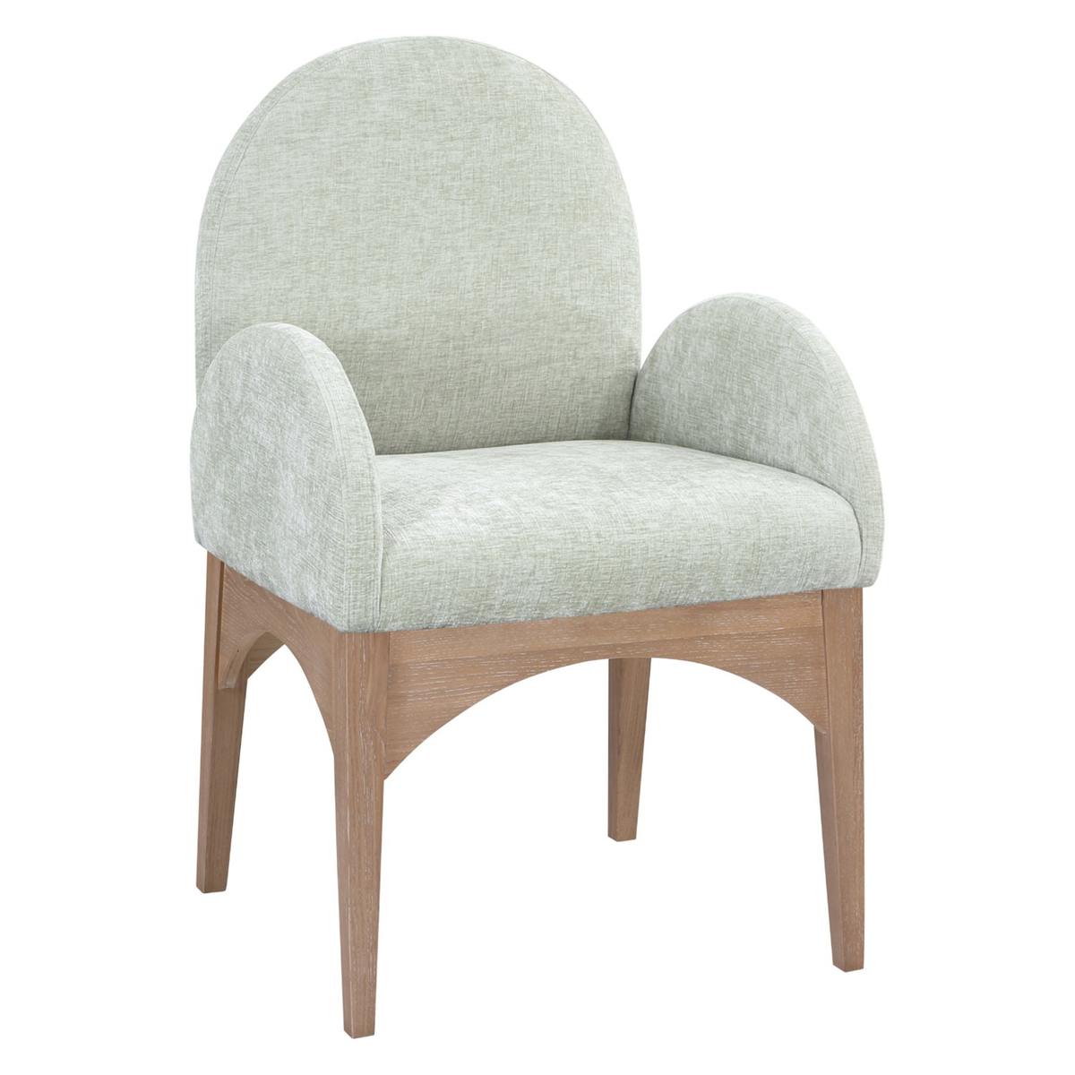 Waldorf Mint Chenille Fabric Upholstered Dining Arm Chair Set of 2