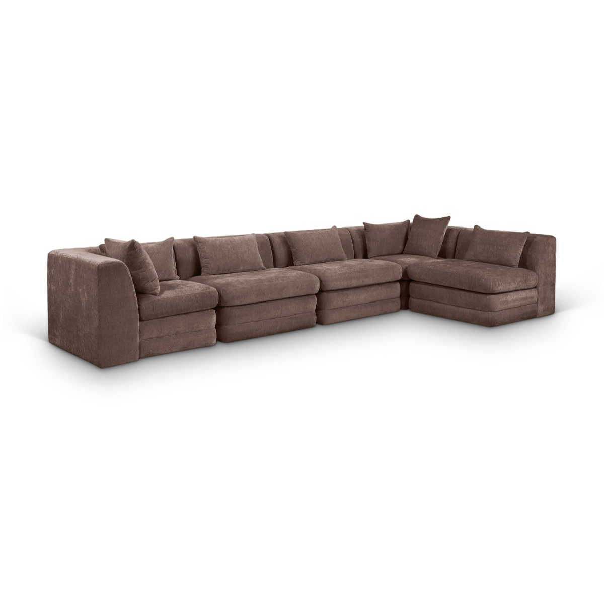 Stellar 152" Brown Chenille Fabric Upholstered 5Pc. Modular Sectional, primary product view