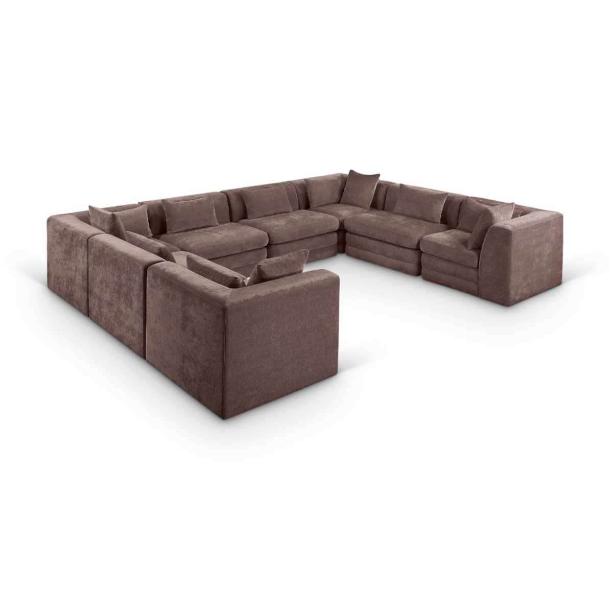 Stellar 152in Brown Chenille Fabric Upholstered 8 Piece Modular Sectional Sofa