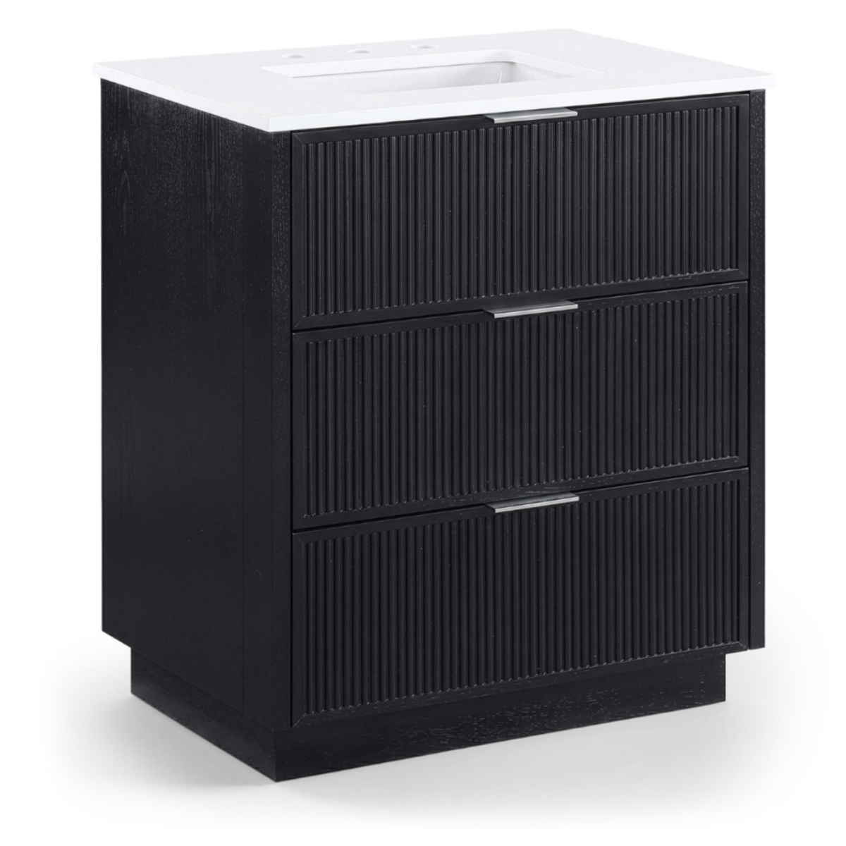 Willard 30in Black Engineered Stone And Solid Wood Bathroom Vanity