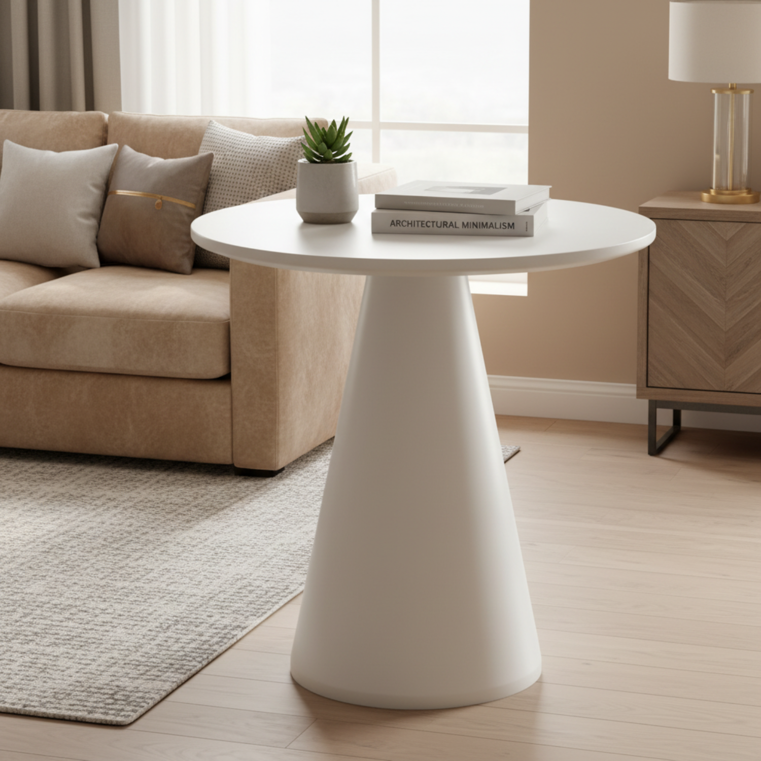 Sunset West Pedestal Bone Outdoor Pub Table