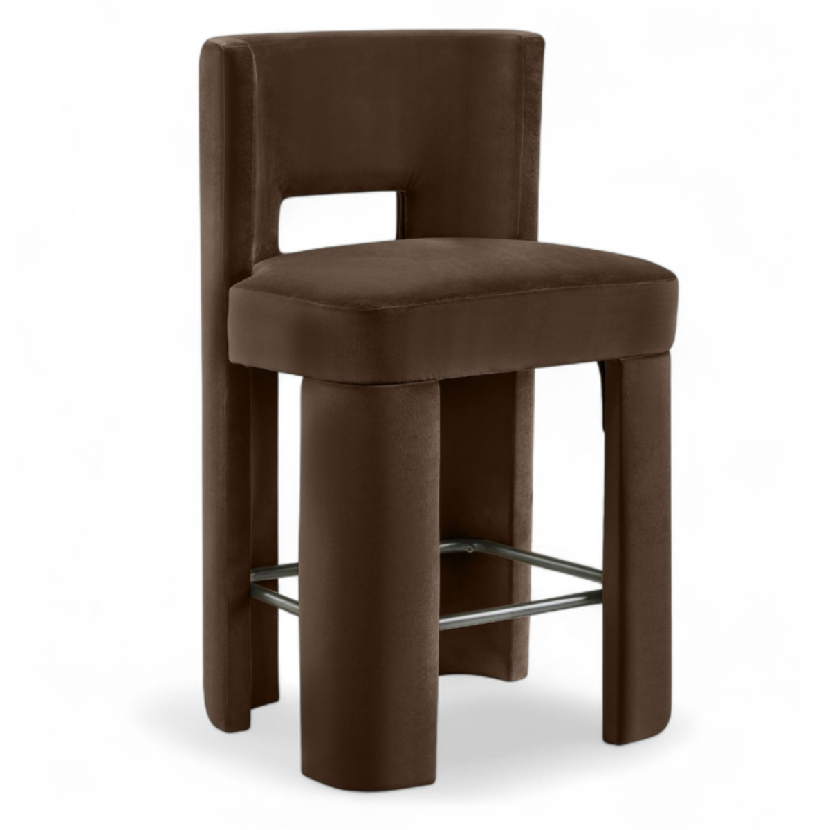 Zuno Brown Velvet Performance Fabric Upholstered Counter Stool Set of 2