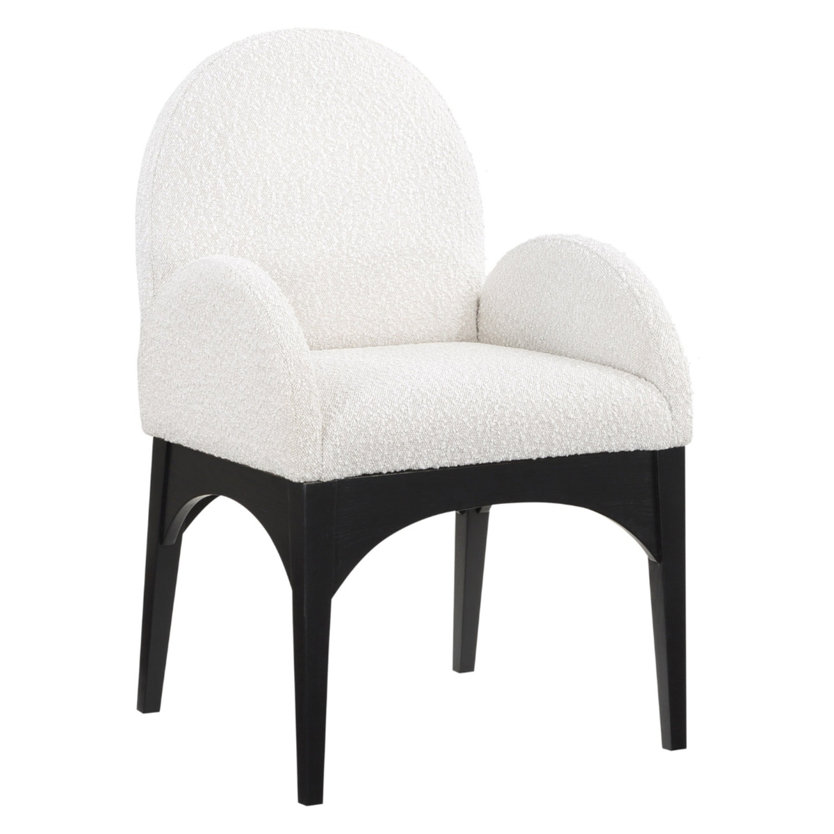 Waldorf Cream Boucle Fabric Upholstered Dining Arm Chair Set of 2