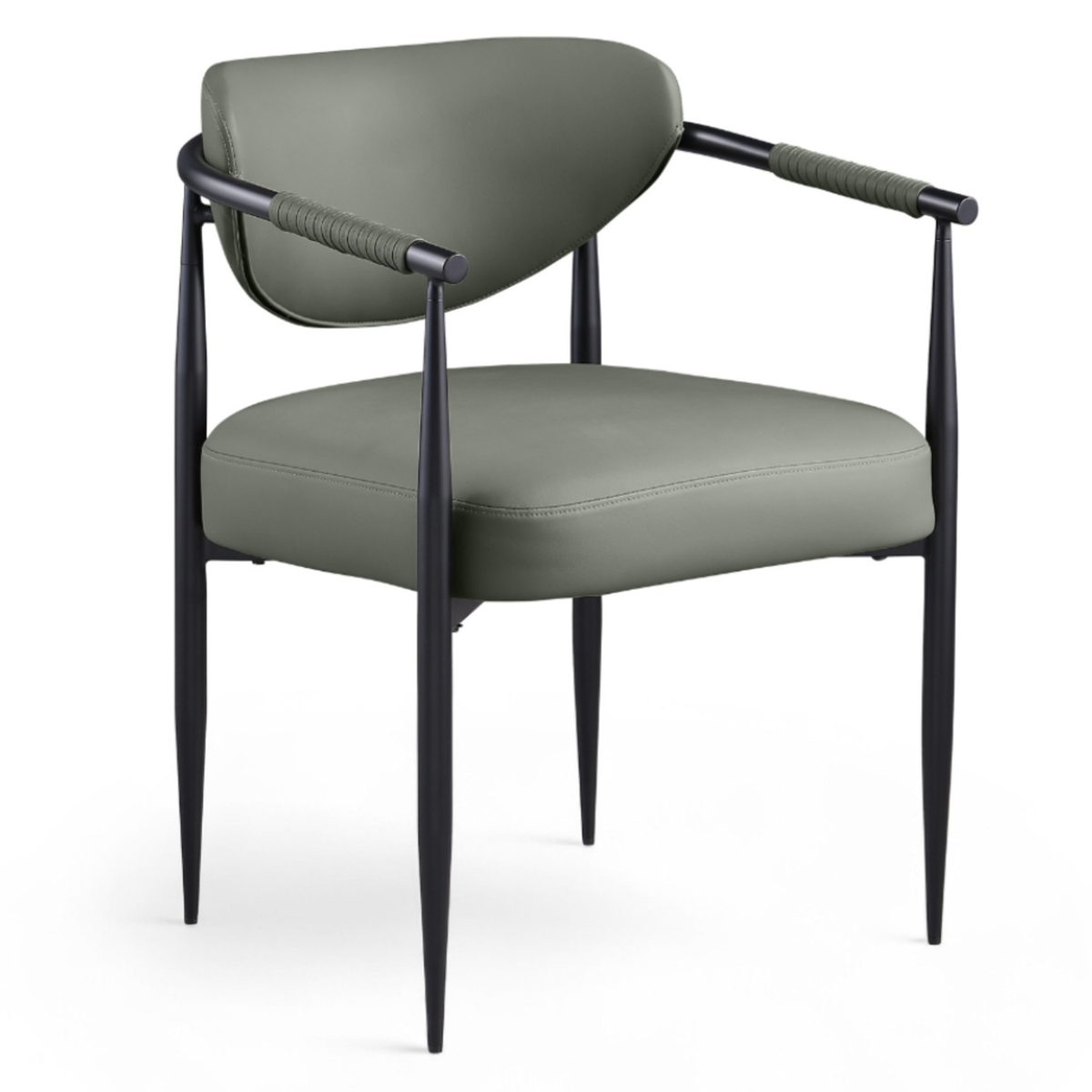 Virella Olive Vegan Leather Upholstered Dining Chair Set of 2