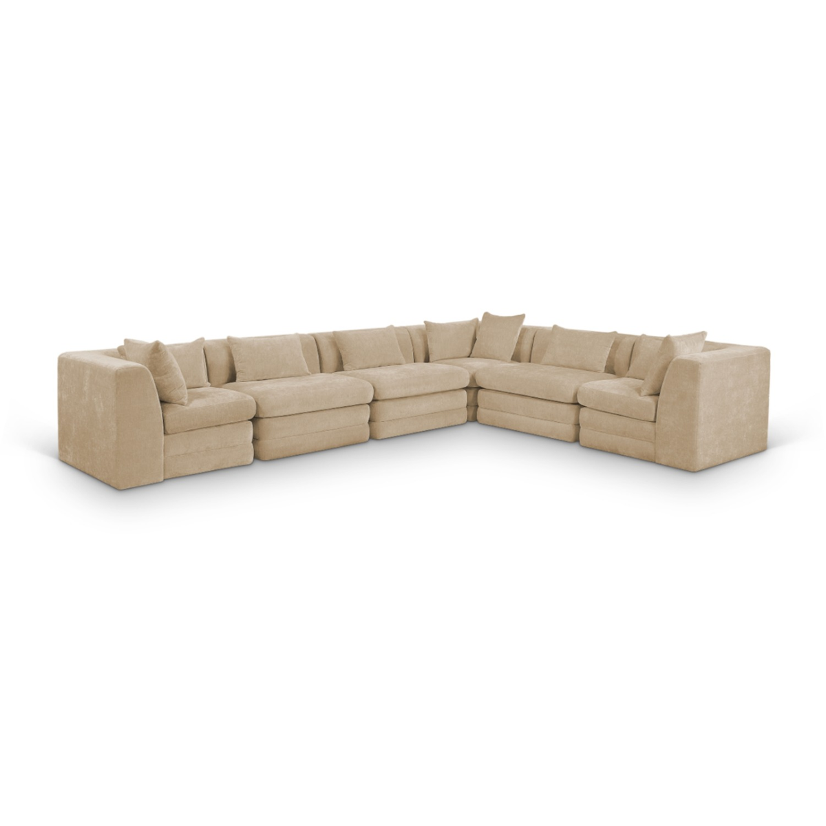 Stellar 152" Beige Chenille Fabric Upholstered 6Pc. Modular Sectional, primary product view