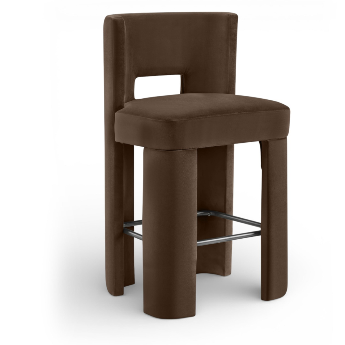 Zuno Brown Velvet Performance Fabric Upholstered Bar Stool Set of 2