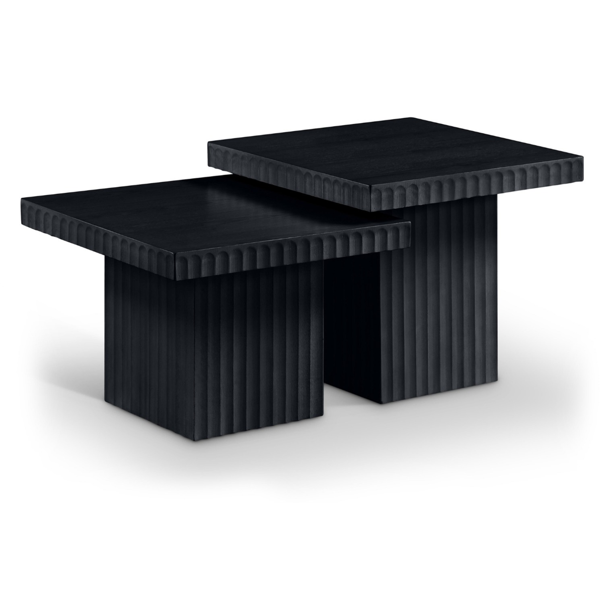 Spencer Black Solid Wood And Oak Veneer 2 Piece Coffee Table
