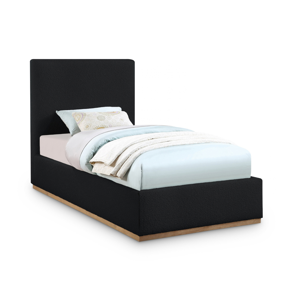 Monaco Black Boucle Fabric Upholstered Bed
