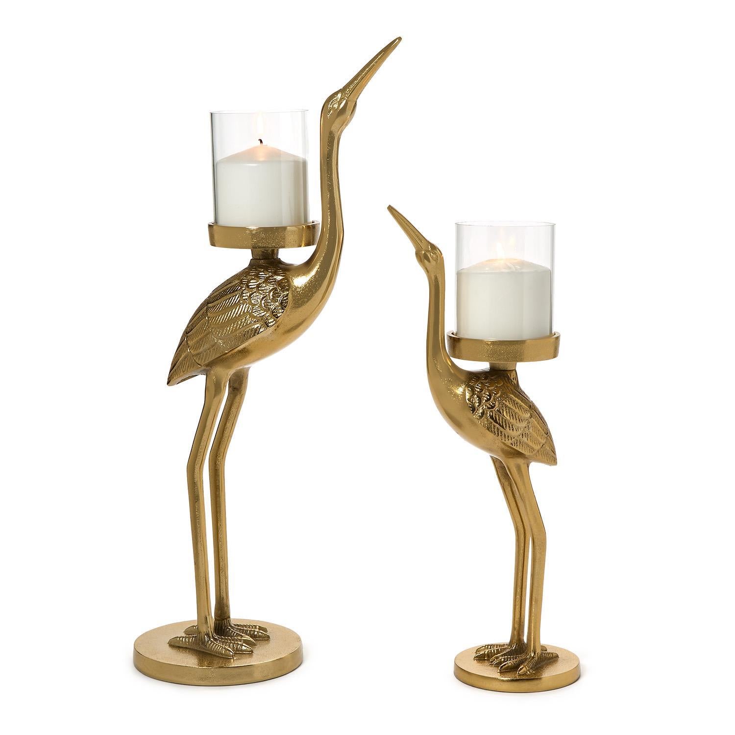 Crane Candleholder Set of 2