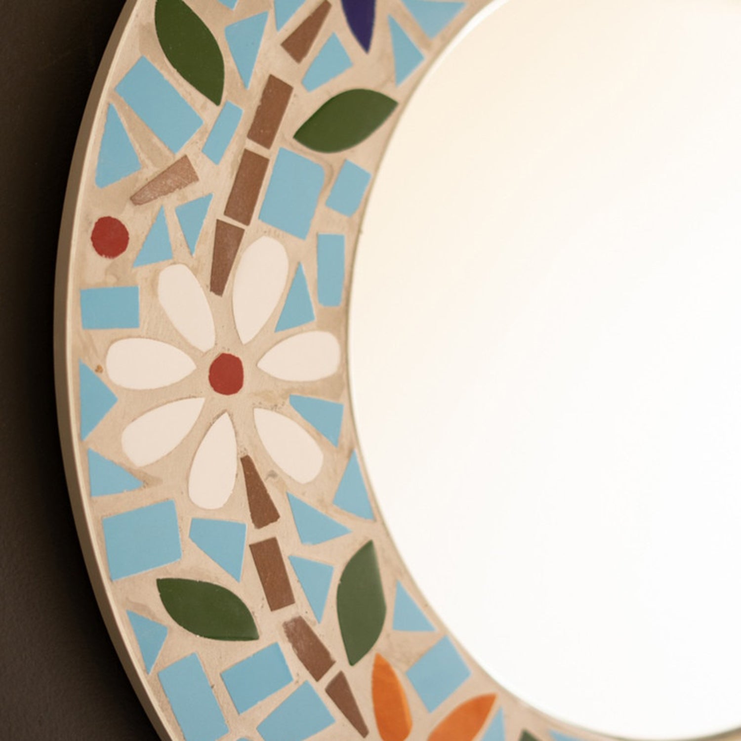 Round Mosaic Tile Framed Mirror