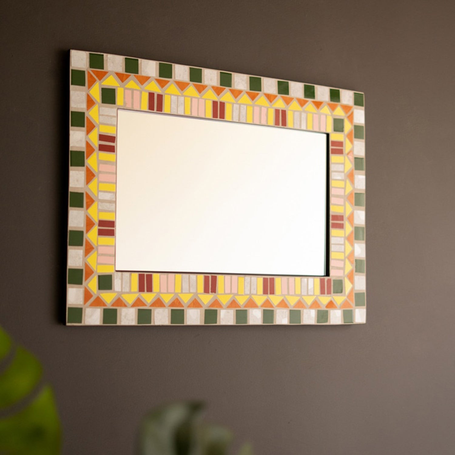 Rectangle Mosaic Tile Framed Mirror