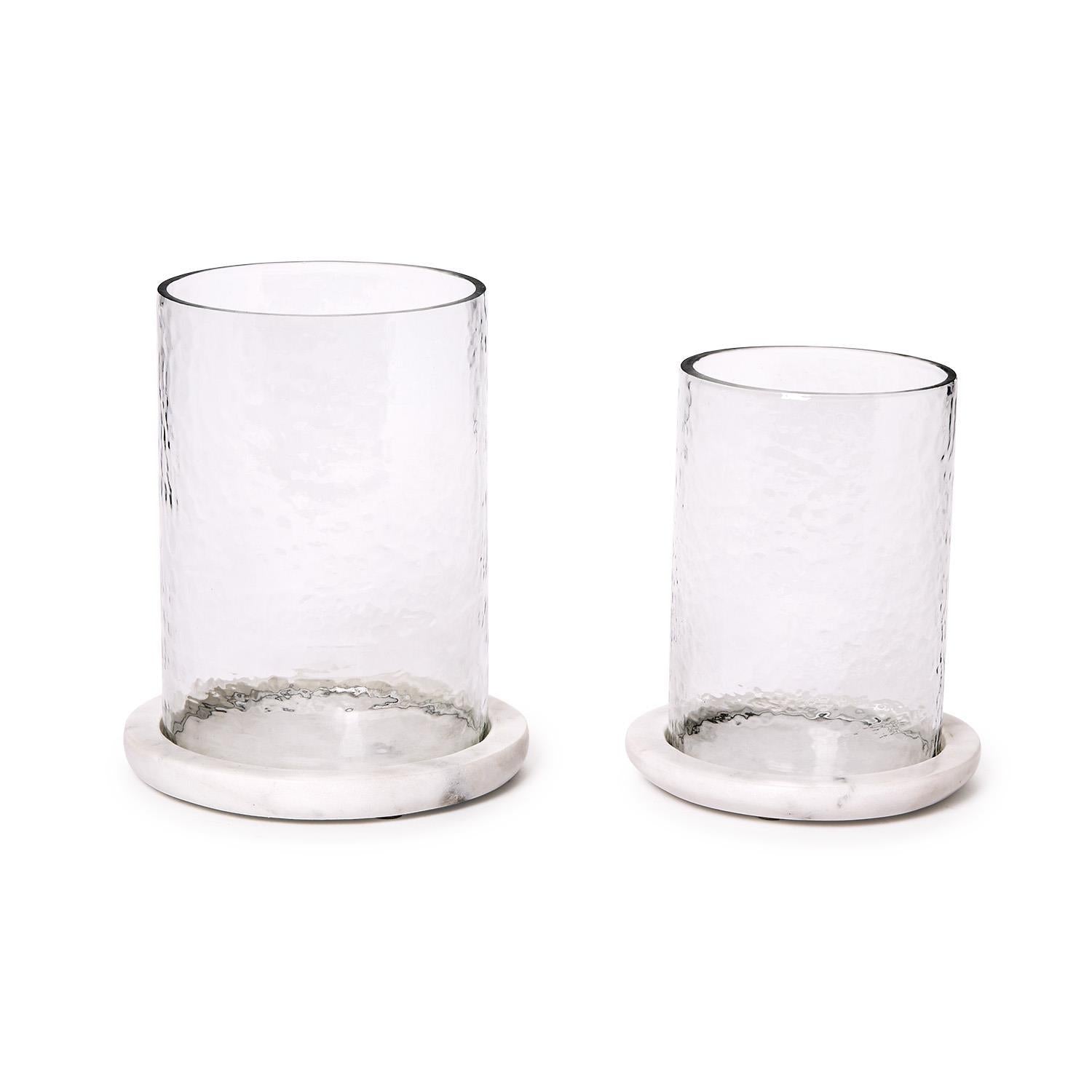Marble Tabletop Hurricane Set of 2