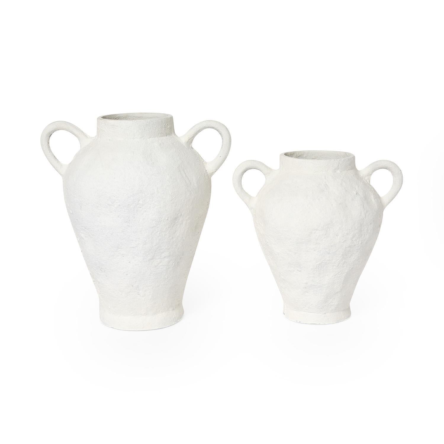 Limewashed White Vase Set of 2
