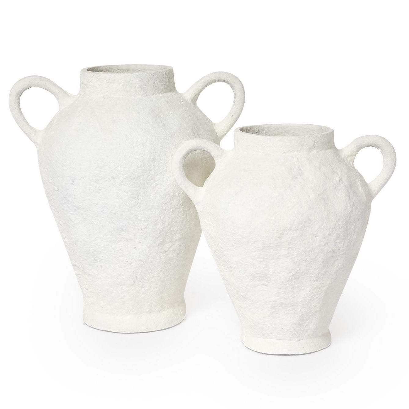 Limewashed White Vase Set of 2