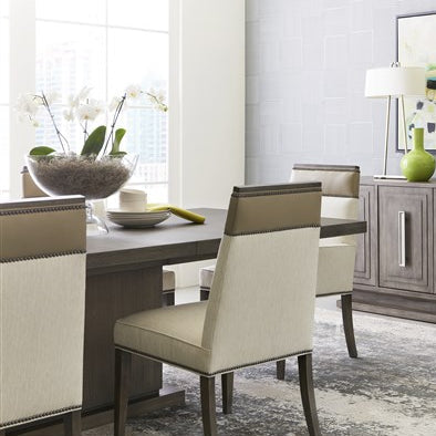 Vanguard Furniture Phelps Arm Chair Kidders Porcelain/Remmy Beige/#9 Black Silver Nail/Greythorn Dining
